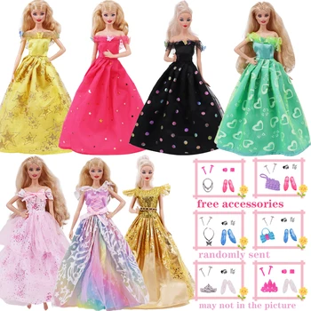 2023 Vėliau kaip Suknelė Barbies Princesė Dress +Aukštakulniai+Papuošalai Tinka 30cm Lėlės Priedai 1/6 BJD Drabužiai, Lėlės Namas Dovana