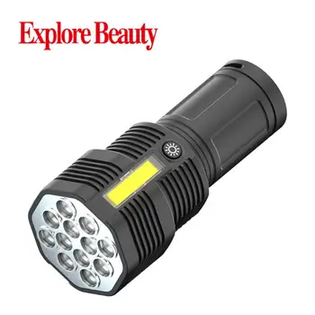 Galingas LED Žibintuvėlis Taktinis Žibintuvėlis USB Įkrovimo COB Žibintuvėlis 4 Režimais, atsparus Vandeniui Lempos Itin Šviesus Kempingas Žibintų
