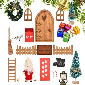 Lėlės Namas Kalėdinė Dekoracija 1:12 Toyhouse Mini Medis Miniatiūrinės Scenos Modelį, Dovanų Dėžutes, Skrybėlę Mini Eglutės Šventė Šalis