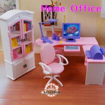 lėlės priedai Home office, kompiuterio stalas kartu spinta lėlės baldai barbie lėlės 1/6 30cm 