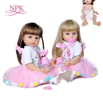 NPK 55CM reborn baby doll princesė bamblys mergina minkšta viso kūno silikono Kalėdų Dovana aukštos kokybės lėlės kolekcionuojamų