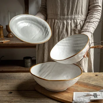 Paprastas ir paprasta audinio modelio serijos indai storio stiliaus keramikos patiekalas dubuo didelis dubuo sriubos baseino
