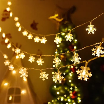 Snaigės LED String Pasakų Šviesos Girlianda Namuose, Kalėdų Žiburiai Vestuvių Dekoro Kalėdų Dekoro Namų Navidad Šalies Apdaila