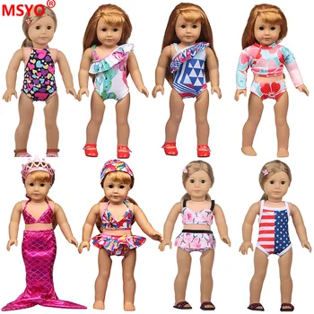 Vasaros Undinė maudymosi kostiumėlį Trijų dalių Kostiumą Bikini 18 Colių Amerikos ir 43cm Naujas Reborn Baby Doll, Drabužiai, Lėlės Priedai